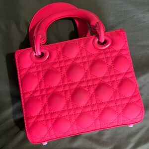 Designer-Inspired Red Quilted Top-Handle Women's Bag